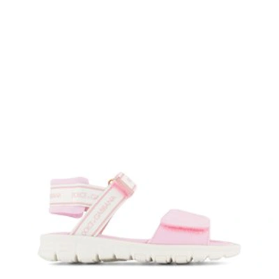 Dolce & Gabbana Babies' Kids Technical Fabric Sandals In Pink