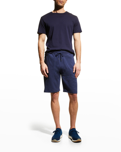 Peter Millar Lava Wash Straight-leg Cotton-blend Jersey Drawstring Shorts In Blue