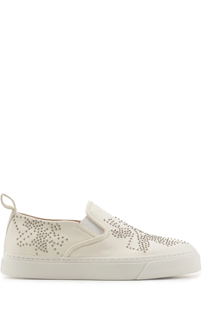 Chloé Embellished Leather Slip-on Sneakers