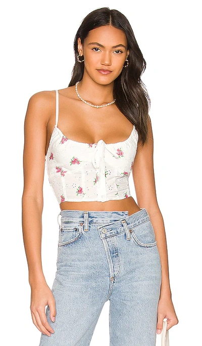 More To Come Marie Embroidered Cami Top In White