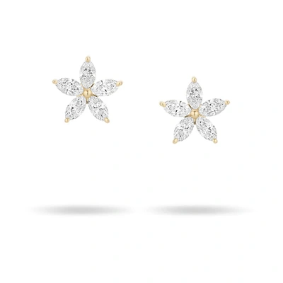 Adina Reyter 14k Yellow Gold Paris Diamond Marquis Flower Stud Earrings