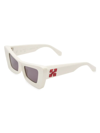 Off-white Accra Arrow Acetate Cat-eye Sunglasses In White Dark Grey