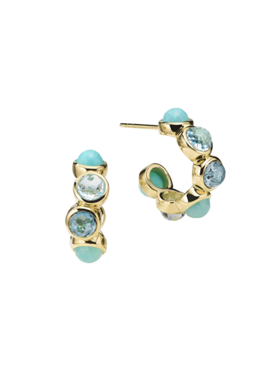 Ippolita 18kt Yellow Gold Lollipop® All-stone Waterfall Small Hoop Earrings In Blue