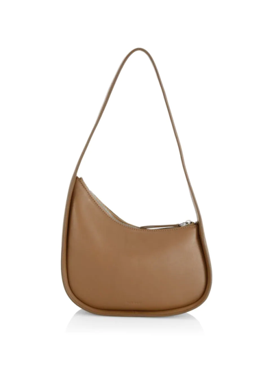 The Row Half Moon Leather Shoulder Bag In Ivory