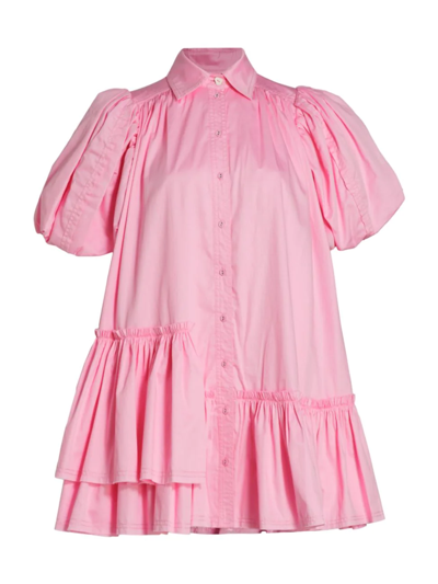 Aje Ambience Puff-sleeve Shirt Dress In Pale Pink