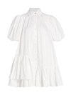 Aje Ambience Puff-sleeve Shirt Dress In Pure White