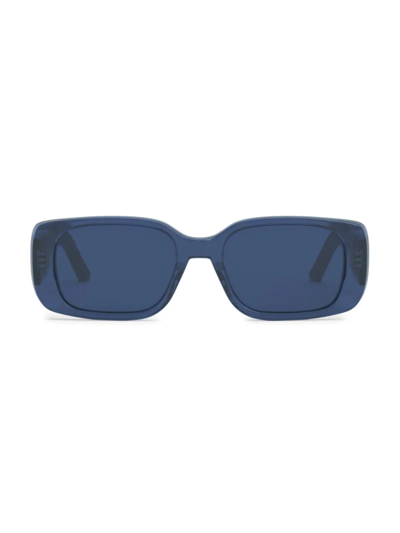 Dior Wil 53mm Rectangular Sunglasses In Blue/blue Solid