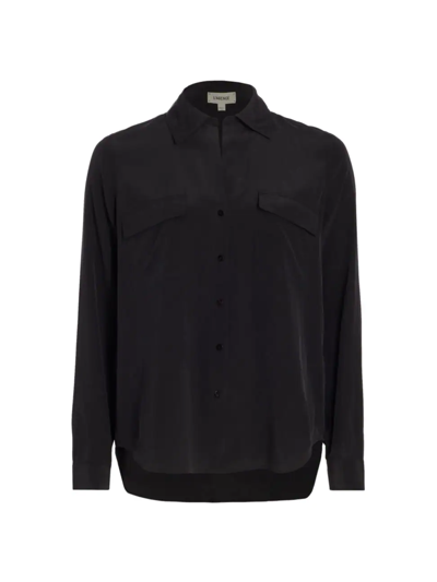L Agence Margaret Silk Button-front Blouse In Black
