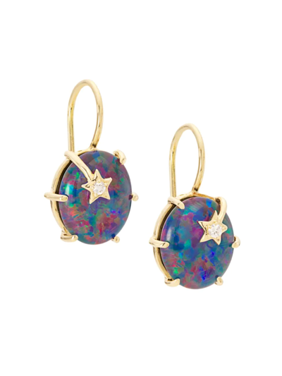 Andrea Fohrman Women's Mini Galaxy 14k Yellow Gold, Australian Opal, & Diamond Drop Earrings