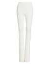 Herve Leger Tech Blend Rib Knit Flared Pants In Alabaster