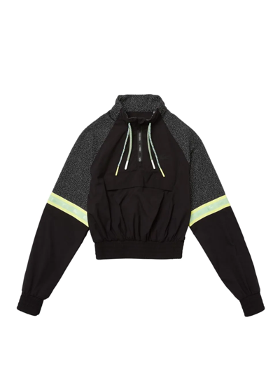 Lacoste Womenâs Sport Loose Fit Cropped Colorblock Sweatshirt - 36 In Black