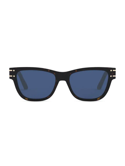 Dior Signature 54mm Rectangular Sunglasses In Dark Havana Blue