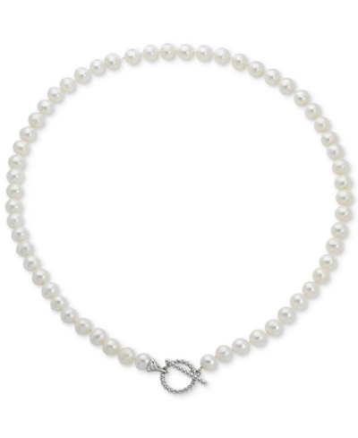 Macy's Cultured Freshwater Pearl (7-8mm) 18" Collar Necklace In Silver