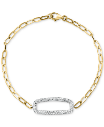 Effy Collection Effy Diamond Pave Link Chain Bracelet (1/2 Ct. T.w.) In 14k White And Yellow Gold In Two Tone