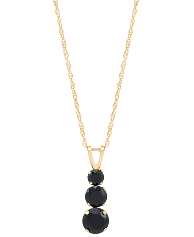 Macy's Onyx Graduated 18" Pendant Necklace In 14k Gold