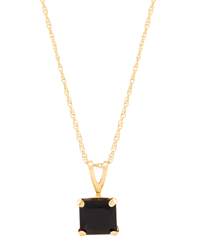 Macy's Onyx Square 18" Pendant Necklace In 14k Gold