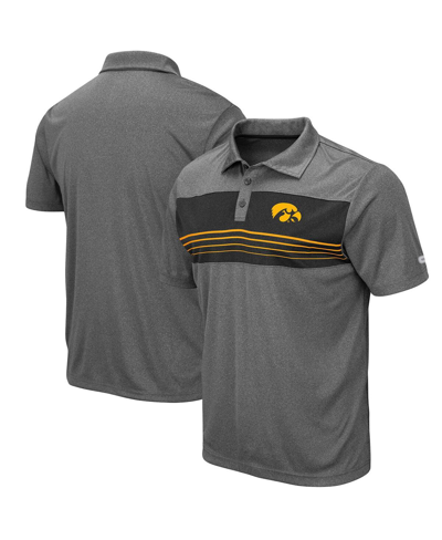 Colosseum Men's  Heathered Charcoal Iowa Hawkeyes Smithers Polo Shirt