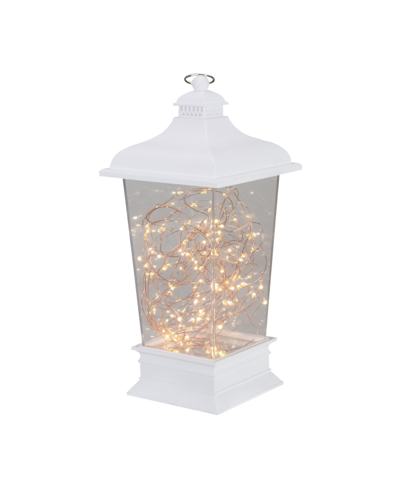 Northlight 12" Battery Operated Tapered Lantern With Rice Lights Tabletop Decoration In White