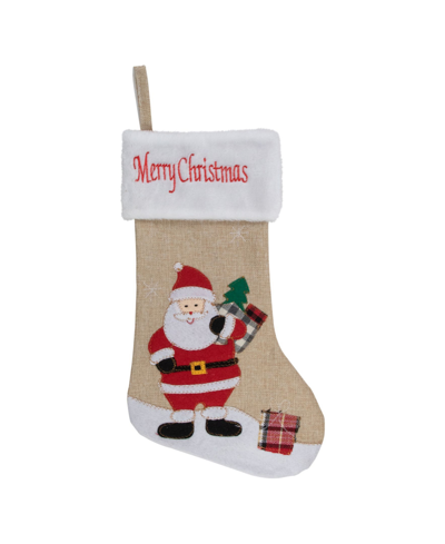 Northlight 19" Burlap Merry Christmas Santa Christmas Stocking In Beige