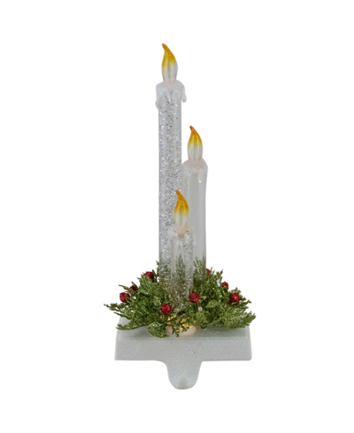 Northlight 9" Battery Operated Led Lighted Candle Christmas Stocking Holder In White
