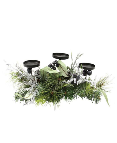 Northlight 22" Mixed Pine With Blueberries Christmas Candle Holder Centerpiece In Green