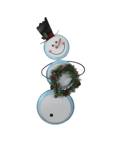 Northlight 36" Snowman With Wreath Christmas Floor Decoration In White