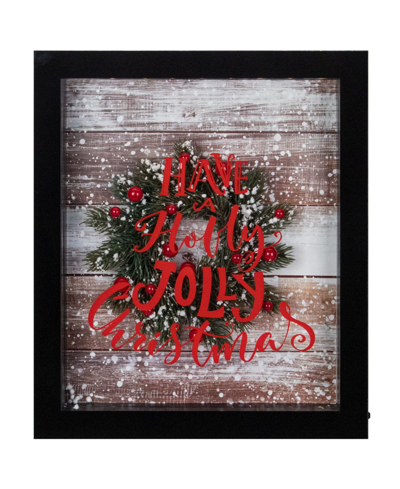 Northlight 14" Framed 3d Have A Holly Jolly Christmas Led Christmas Box Decor In Black