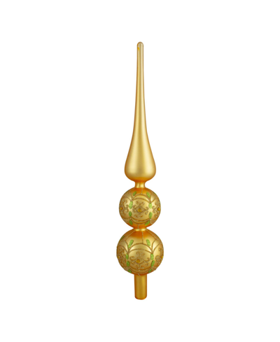 Northlight 14.75" Glitter Glass Finial Christmas Tree Topper In Gold-tone