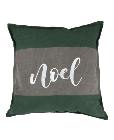 Northlight 18" Suede Noel Christmas Throw Pillow In Green