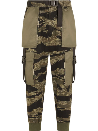 Dolce & Gabbana Camouflage Pattern Tapered Trousers In Schwarz