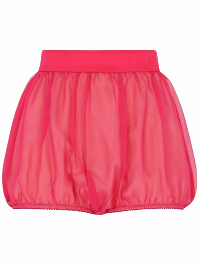 Dolce & Gabbana High-waisted Puffball Mini Shorts In Rosa
