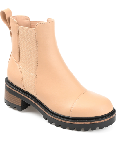 Journee Collection Women's Mirette Lug Sole Bootie Women's Shoes In Natural