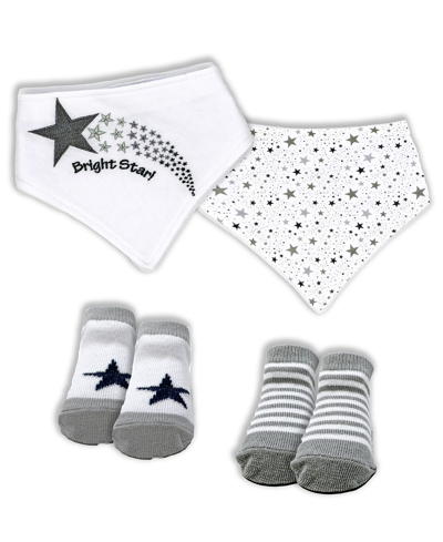 Tendertyme Baby Boys And Girls Star Accessory, 4 Piece Set In Gray And White
