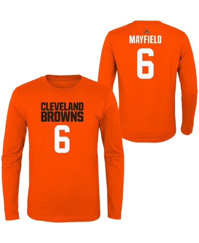 Outerstuff Youth Boys Baker Mayfield Orange Cleveland Browns Mainliner Player Name Number Long Sleeve T-shirt