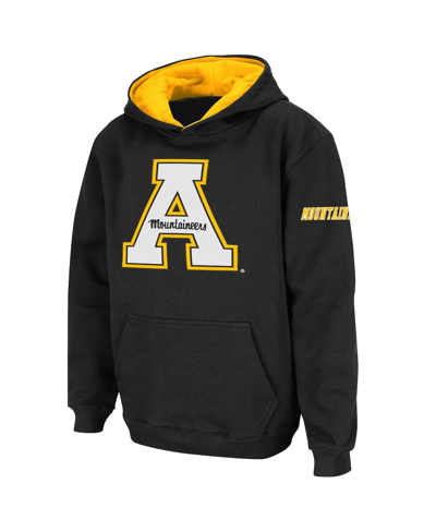Stadium Athletic Youth Boys  Black Appalachian State Mountaineers Big Logo Pullover Hoodie