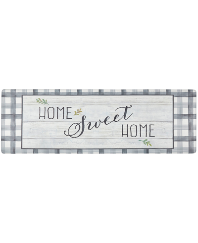 Global Rug Designs Cheerful Ways Home Sweet Home Farmhouse Checkered 1'6" X 4'7" Runner Area Rug In Gray/green