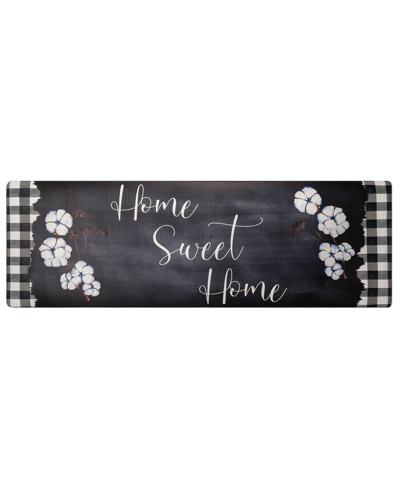 Global Rug Designs Cheerful Ways Home Sweet Home Checkered 1'6" X 4'7" Runner Area Rug In Black