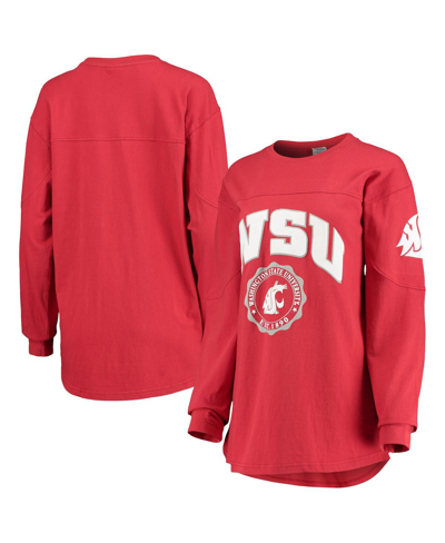 Pressbox Women's  Crimson Washington State Cougars Edith Long Sleeve T-shirt