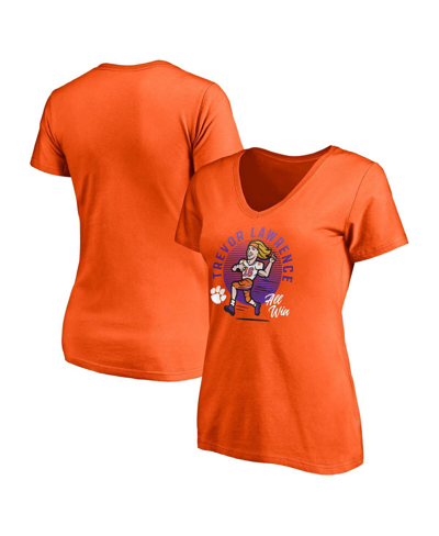 Fanatics Women's  Trevor Lawrence Orange Clemson Tigers Caricature V-neck T-shirt