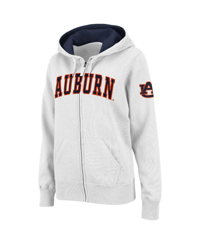Colosseum Women's Stadium Athletic Auburn Tigers Arched Name Full-zip Hoodie In White