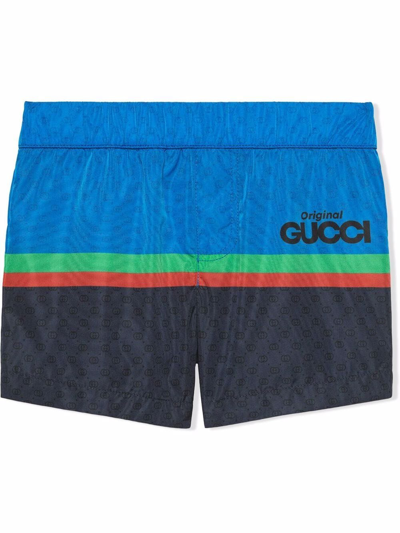 Gucci Babies' Gg Logo-print Swim Shorts In Blue