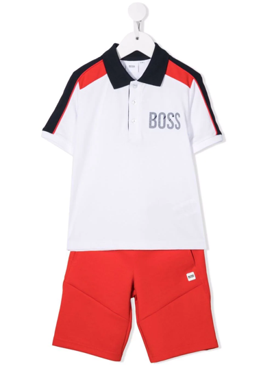 Bosswear Kids' Colour-block Polo Shorts Set In Red