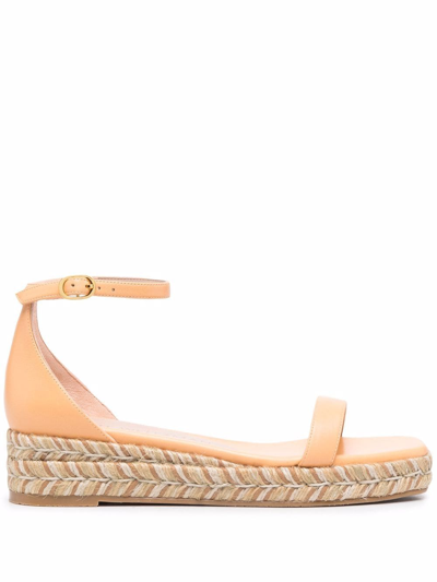 Stuart Weitzman Braided Raffia Sole Sandals In Orange