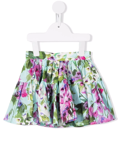 Dolce & Gabbana Babies' Floral-print Flared Skirt In Multicolor