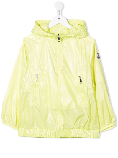 Moncler Kids' Lightweight Hooded Rain Jacket In Yellow