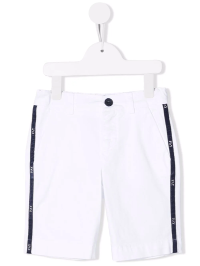 Fay Kids' Bermuda Shorts With Loged Bends In Bianco