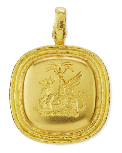 Elizabeth Locke Women's Hammered 19k Yellow Gold 'griffin And Palm' Pendant