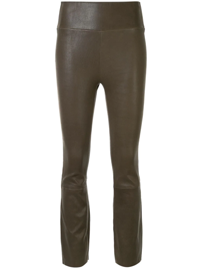 Sprwmn Cropped Flared Leggings In Brown