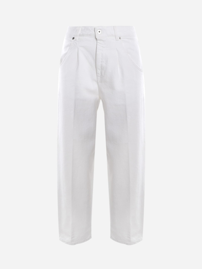 Dondup Monroe Stretch Cotton Jeans In Bianco