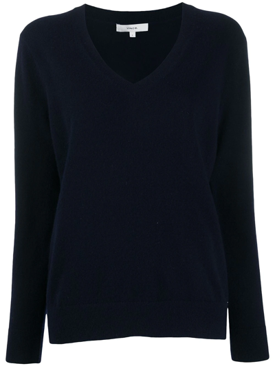 Vince V-neck Cashmere Jumper In Blue